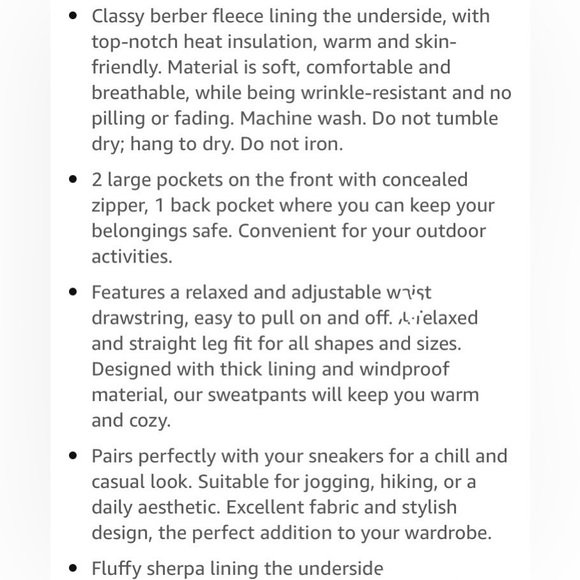 Men’s BRAND NEW Sherpa lined sweatpants.Brand New wth Tags! Grey wth zip pockets - Picture 11 of 11